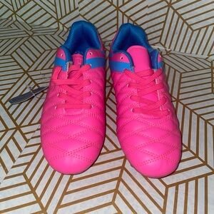 Brooman Kids Soccer Cleats Girls Athletic Firm Outdoor Shoes Pink /Blue NWT